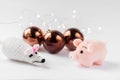 New year and Christmas background with pig and rat - symbol of the year