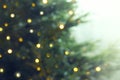 New Year or Christmas blurred background with Christmas tree and