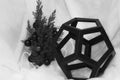 New year and Christmas card, Christmas tree and dodecahedron