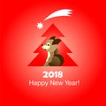 New Year and Christmas card. The dog and its profile. Yellow background. Festive flyer. Vector image of a dog. Flyer or banner wit Royalty Free Stock Photo