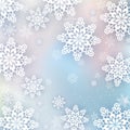 New Year and Christmas card with snowflakes of blue and gray Royalty Free Stock Photo