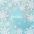 New Year and Christmas card with snowflakes of blue and gray Royalty Free Stock Photo