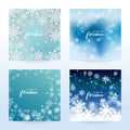 New Year and Christmas card with snowflakes of blue and gray Royalty Free Stock Photo