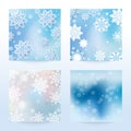 New Year and Christmas card with snowflakes of blue and gray Royalty Free Stock Photo