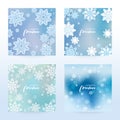 New Year and Christmas card with snowflakes of blue and gray Royalty Free Stock Photo