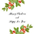 New Year and Christmas Card - Vintage Hollyberry Background