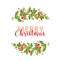 New Year and Christmas Card - Vintage Hollyberry Background Royalty Free Stock Photo