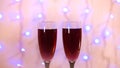 New year and christmas celebration with red wine. Close-up Royalty Free Stock Photo