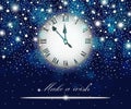 New Year and Christmas concept with vintage clock blue style Royalty Free Stock Photo