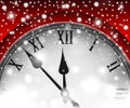 New Year and Christmas concept with vintage clock red style Royalty Free Stock Photo