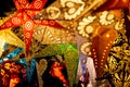 New Year and Christmas decoration with shining lanterns in shape of stars