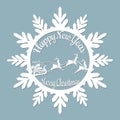 New year, Christmas, deer, Santa Claus, snowflake. For laser cutting, plotter and silkscreen printing