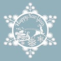 New year, Christmas, deer, Santa Claus, snowflake. For laser cutting, plotter and silkscreen printing