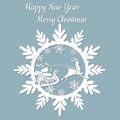 New year, Christmas, deer, Santa Claus, snowflake. For laser cutting, plotter and silkscreen printing