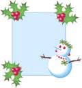 New Year and Christmas frame with snowman for photo or card Royalty Free Stock Photo