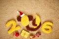 New Year 2016. Christmas.Funny monkey with banana Royalty Free Stock Photo