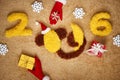 New Year 2016. Christmas.Funny monkey with banana Royalty Free Stock Photo