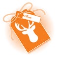 New year and christmas gift tag with cartoon character deer and