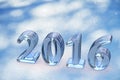 2016 New Year Christmas Glass Text On Snow Royalty Free Stock Photo