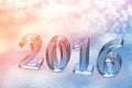 2016 New Year Christmas Glass Text On Snow Royalty Free Stock Photo