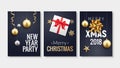 New Year Christmas greeting card background flyer or brochure design. Christmas holiday banner decoration Royalty Free Stock Photo