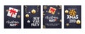 New Year Christmas greeting card background flyer or brochure design. Christmas holiday banner gold decoration