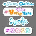New Year and Christmas holiday greeting tags set