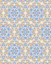 New Year Winter geometric abstract seamless pattern with white-blue snowflakes Royalty Free Stock Photo