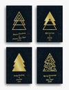 New Year and Christmas invitation card design with Christmas tree and decorations. Vector illustration set Royalty Free Stock Photo