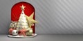New year Christmas minimalistic decorative background 3d render