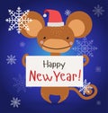 New Year Christmas monkey ape wild cartoon animal Royalty Free Stock Photo