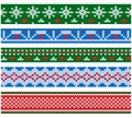 New year and Christmas Party Flat style vector knitting borders