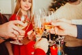 New year party at home with cheering friends Royalty Free Stock Photo