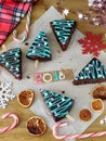 New Year 2018. Christmas pastry, candies and decorations Royalty Free Stock Photo