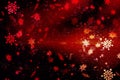 Red abstract background, snowflakes. Christmas background, Christmas