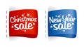 New year and Christmas Sale labels.