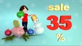 New Year and Christmas sales thirty five percent. 3D rendering Royalty Free Stock Photo