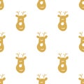 New Year and Christmas seamless pattern, hand drawn reindeer doodles Seamless Pattern. Background Vector Illustration Royalty Free Stock Photo