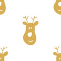 New Year and Christmas seamless pattern, hand drawn reindeer doodles Seamless Pattern. Background Vector Illustration Royalty Free Stock Photo