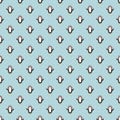 New Year and Christmas seamless pattern with penguins, hand drawn doodles Seamless Pattern. Background Vector Illustration Royalty Free Stock Photo