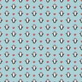 New Year and Christmas seamless pattern with penguins, hand drawn doodles Seamless Pattern. Background Vector Illustration Royalty Free Stock Photo