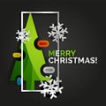 New Year Christmas tree banner, black background Royalty Free Stock Photo
