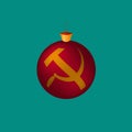 New Year. Christmas tree toy. A ball with communist symbols sick