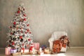 New year Christmas Home Interior White Christmas tree lights twinkle winter holiday gifts