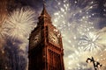 New Year in the city - Big Ben with fireworks Royalty Free Stock Photo