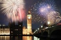 New Year in the city - Big Ben with fireworks Royalty Free Stock Photo