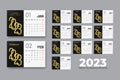 2023 new year clean modern calendar with gold color template design