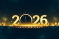 2026 new year clock template with firework bursting and glitter effect Royalty Free Stock Photo