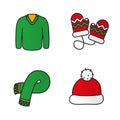 New Year clothes color icons set