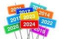 2024 New Year Color Signs. 3d Rendering